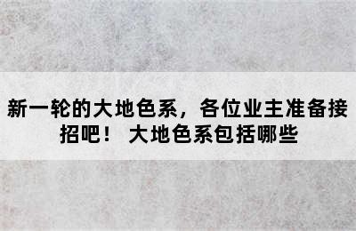 新一轮的大地色系，各位业主准备接招吧！ 大地色系包括哪些